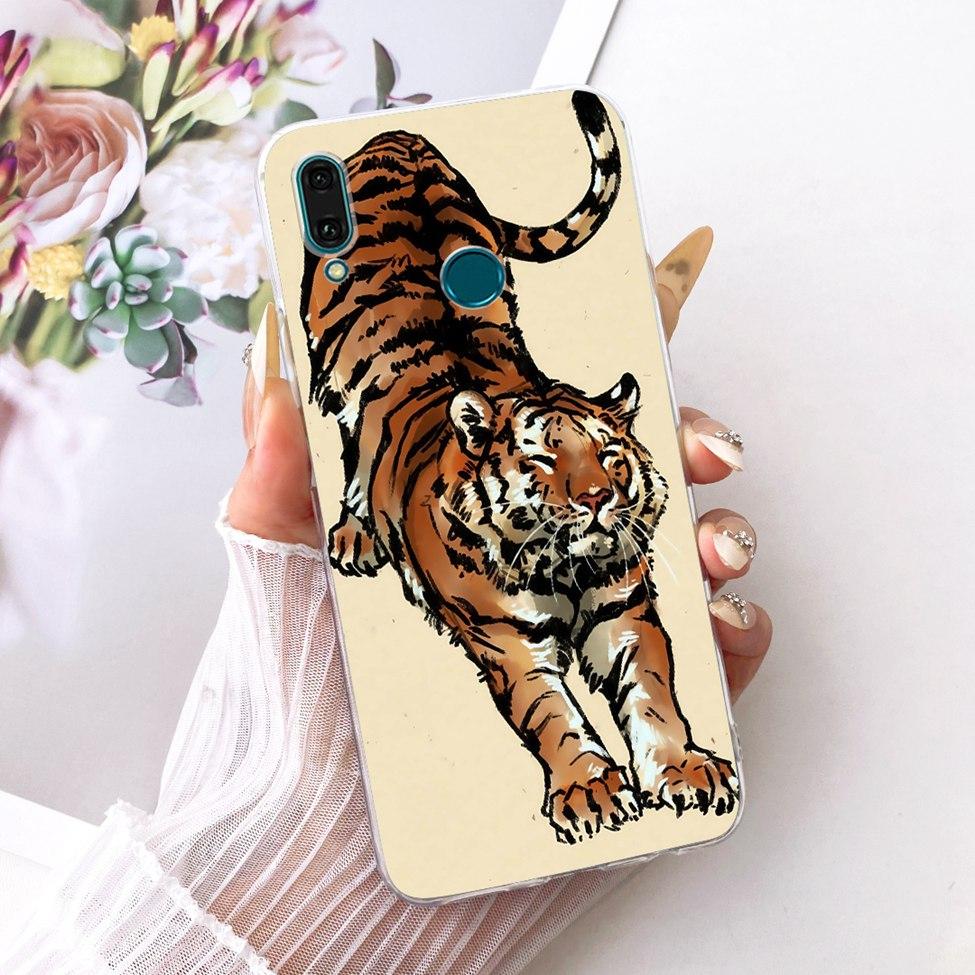 For Huawei Y9 2019 Case Cover Transparent Cute Cat Fashion Butterfly Funny Painted Casing For Huawei JKM-LX1 JKM-LX2 JKM-LX3
