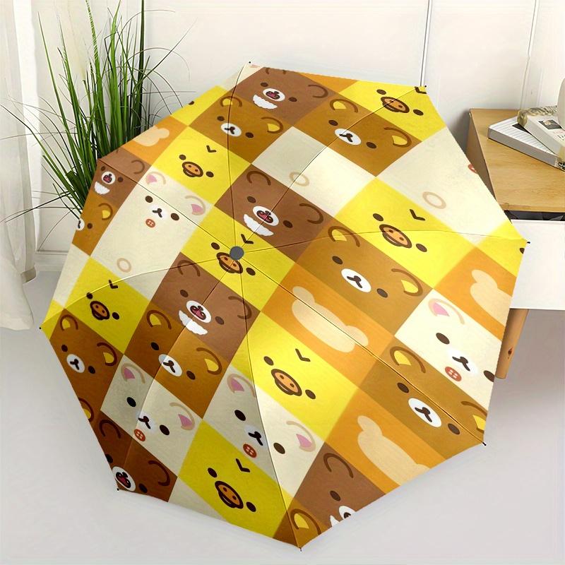 

Bear Faces Automatic Folding Umbrella Simple 8 Rib Design, Bright Cartoon Pattern, Durable Iron Frame, Suitable For Travel, Outdoor, Beach C