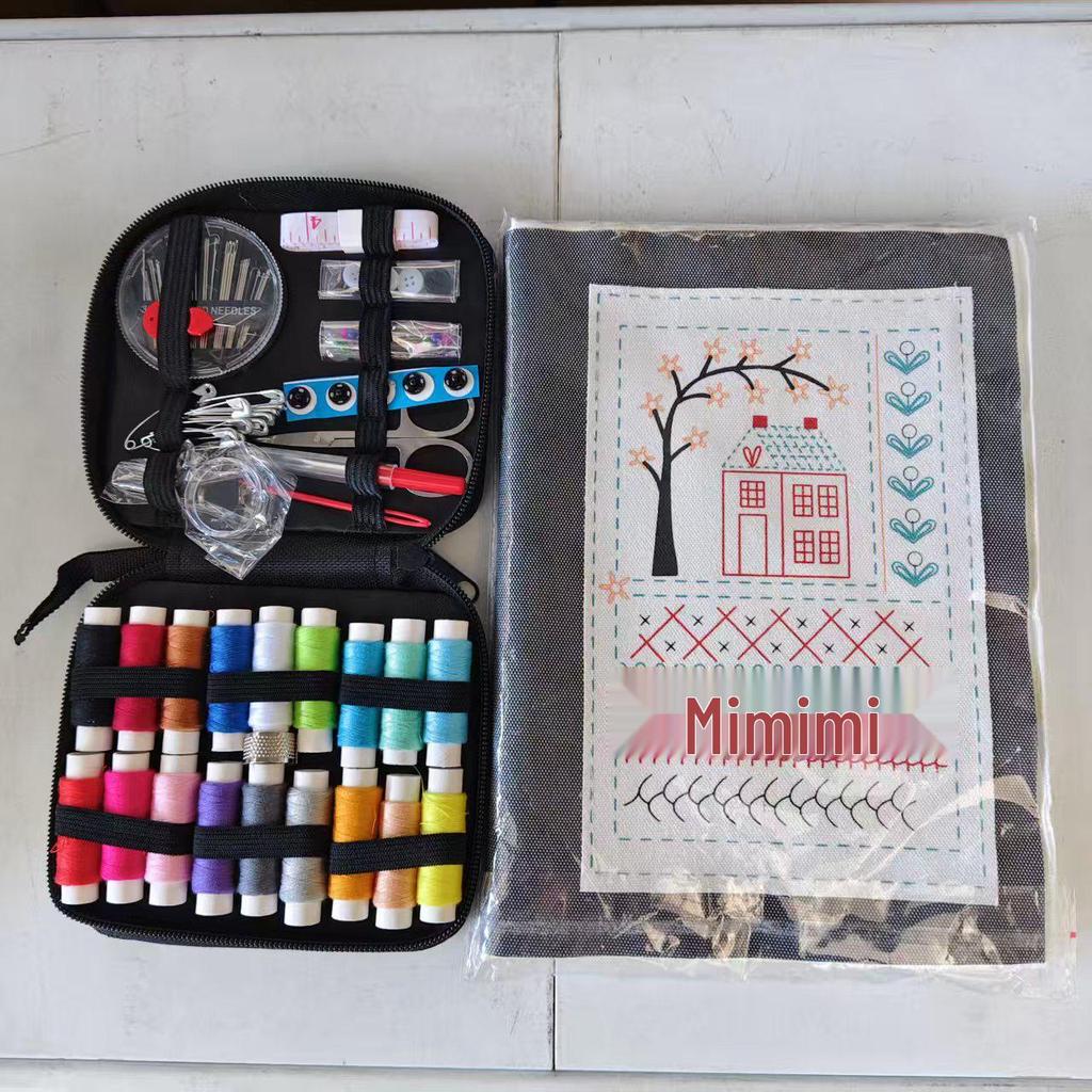 Portable Needle and Thread Set for Home Sewing and Mending – Includes Stitching Method Book and Case