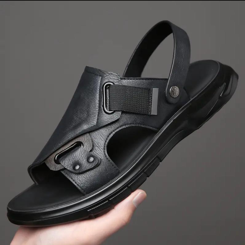 Supply Two Sandals Casual Soft Leather Soft Sole Outer Wear Men's Shoes Beach Shoes
