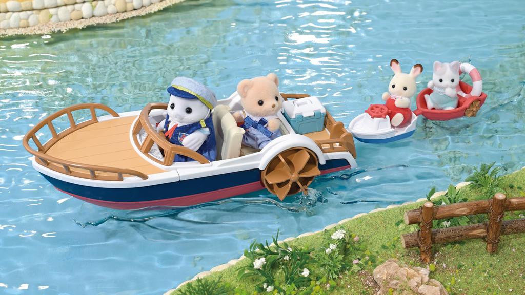 Sylvanian Families Vehicles [Captain Seal's Exciting Boat Set] V-08 ST Mark Certified, Ages 3 and Up, Toy Dollhouse, Sylvanian Families, Epoch