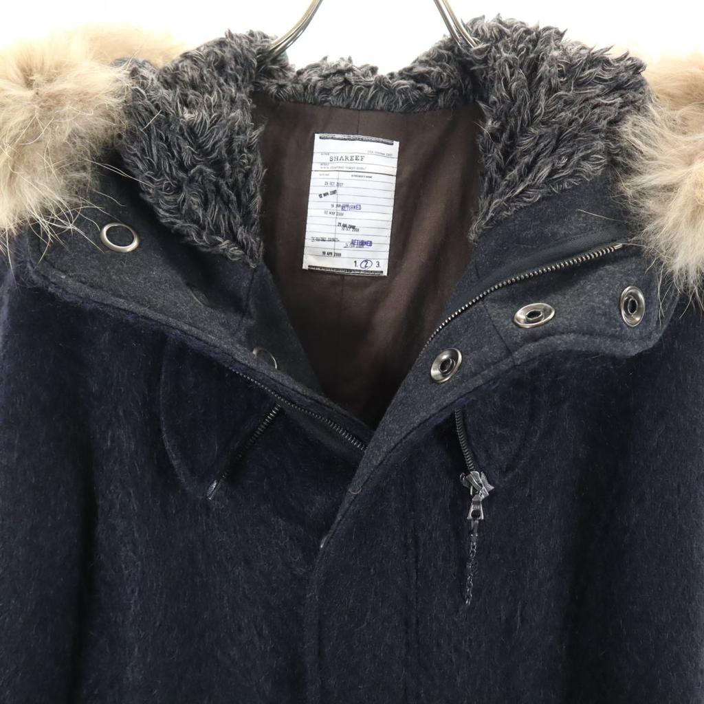 SHAREEF made in Japan Wool coat 2 Navy Fur hood Men's Used