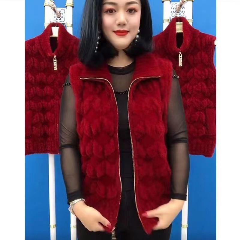 Imitation Mink Velvet Vest For Young Moms Stylish New Sleeveless Waistcoat Short Plus Size Outerwear For Middle-Aged Women