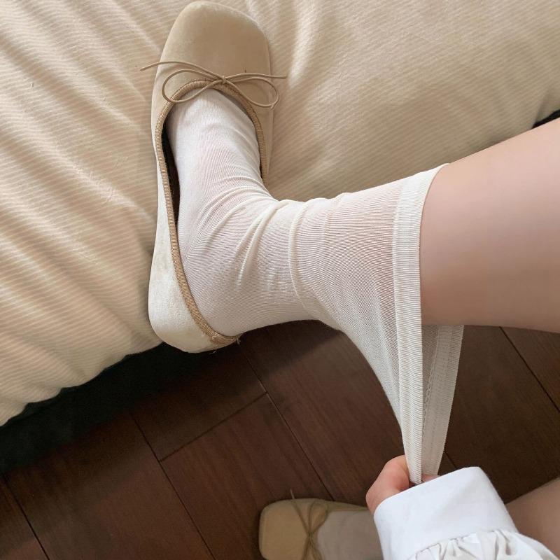 Spring and Summer Boneless Nanny Stockings with Breathable Mulberry Silk, Versatile and Stylish Padded Stockings for Women, Simple Mid-Calf Length