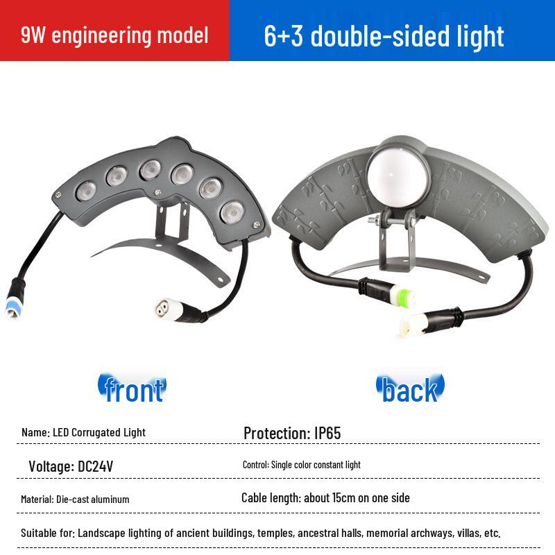 24V 6W Wasserdichte LED-Dachziegelleuchte für Außenbereiche, Tempel oder Pavillons