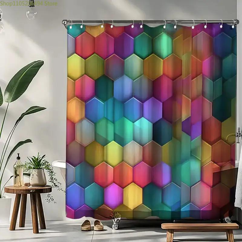 1pc Bathroom Shower Curtain, Metaverse Concept Salon, Tech Day Shower Curtain, Includes 12 Hooks, 180x180cm Bathroom Curtain H