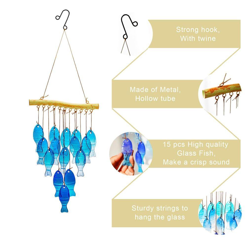 Hanging Sun Catcher Creative Light Collection Pendant Home Decor Fish Shaped Wind Chime  Outdoor
