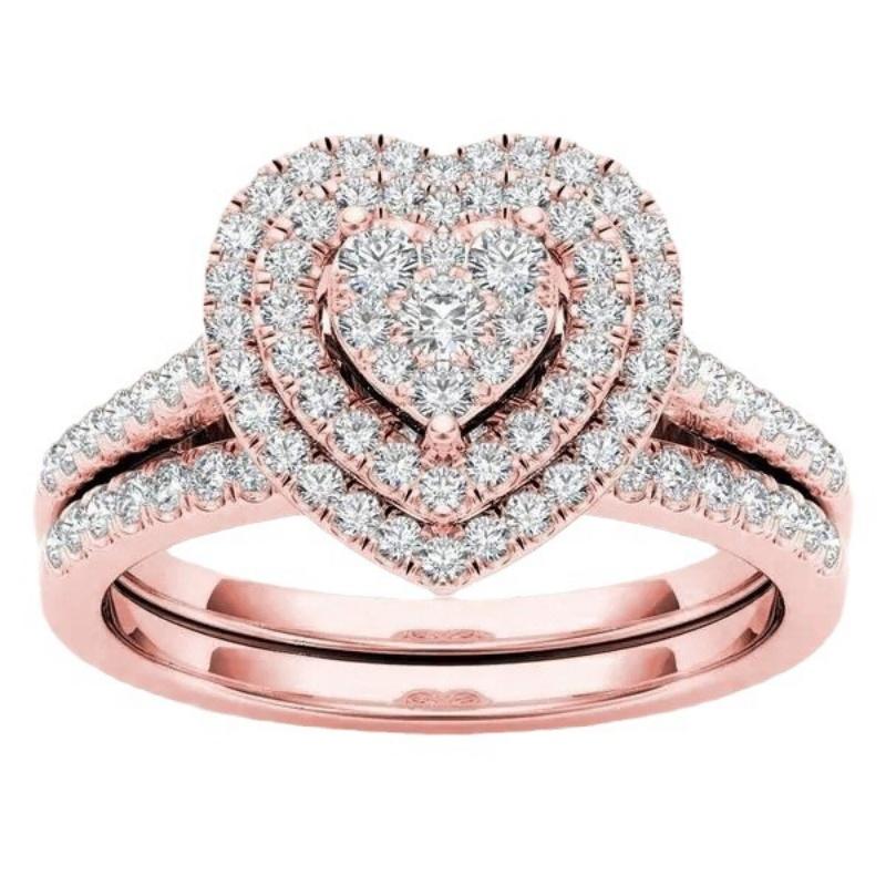 

Gold Plated Diamond Ring Set for Women Two-Piece Wedding Engagement Wholesale Sizes 5-11 11