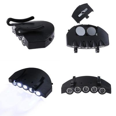 Fishing Hiking 5-LED Flash Cap Brim Lamp Camping Headlamp Headlight Hat Clip Lights