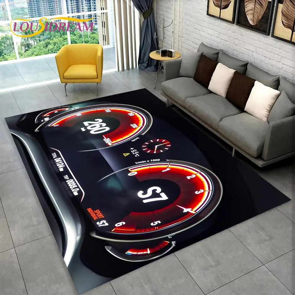 Alfombra grande para tablero de instrumentos de carreras de autos en 3D, alfombra para sala de estar, dormitorio, sofá, cocina, decoración, alfombra antideslizante para juegos de niños
