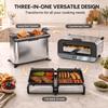 3-in-1 Electric Mini Oven, Long Slot Toaster and Tabletop Grill, with LED Display, 60 Min Timer, Stainless Steel, 1700W