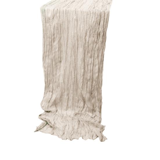 Gefalteter Tischläufer Knitterstoff Gaze Tischdecke für Hochzeitsfeier Dekoration Rustikaler Eleganter Akzent für Esstisch für Zuhause Restaurant Außenveranstaltungen