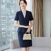 Elegant Women's Short-Sleeve Suit Set: Summer Workwear for Hotel and Jewelry Store Receptionists