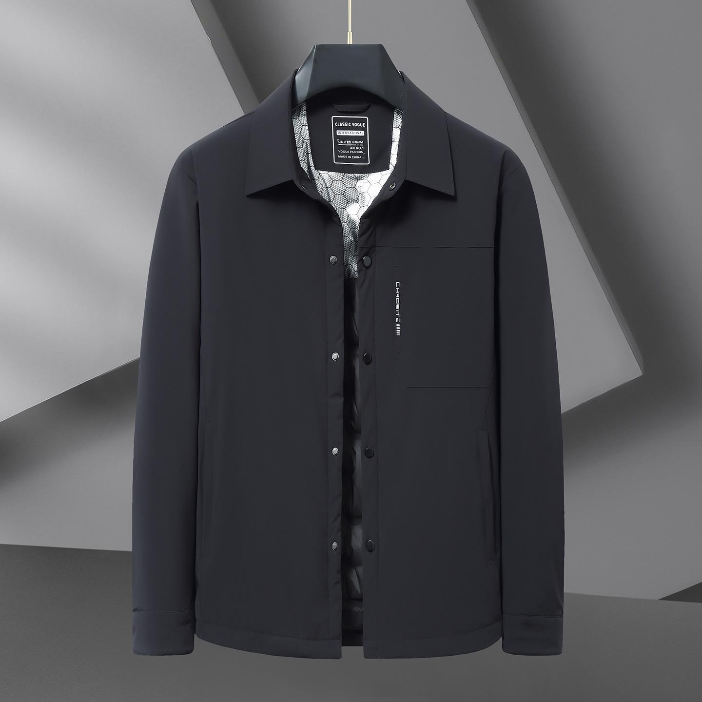 2025 Autumn/Winter Men s Plus Size Lightweight Graphite Graphene Down Jacket: Luxury, Casual, Business Lapel, Warm & Loose Fit 8XL чёрный