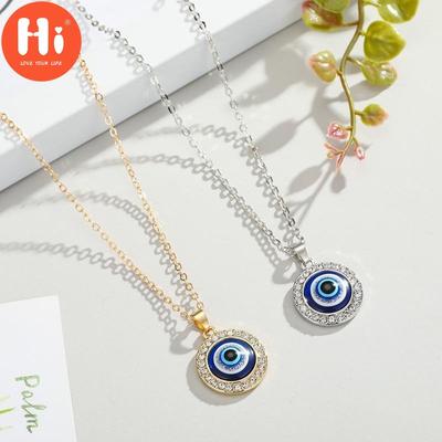 Hi 1PC Turkish Crystal Evil Eyes Pendant Necklace For Womens Jewelry Gold Color Clavicle Chains Necklaces