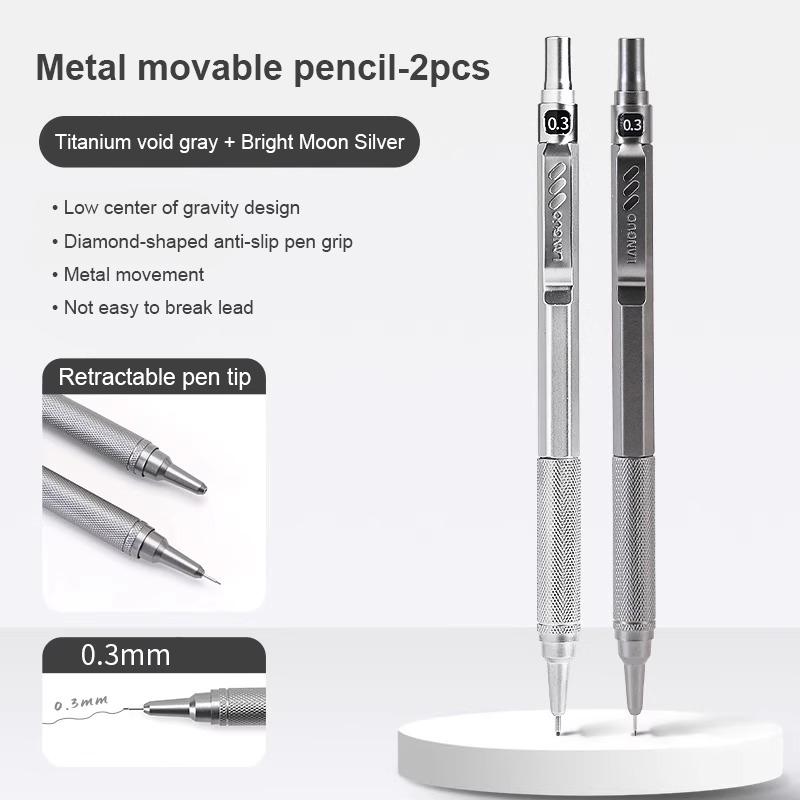 0.3 0.5 0.7 mm Full Metal Mechanical Pencil Low Center of Gravity Retractable Nib Automatic Pencils Art Drawing Sketch Pencil