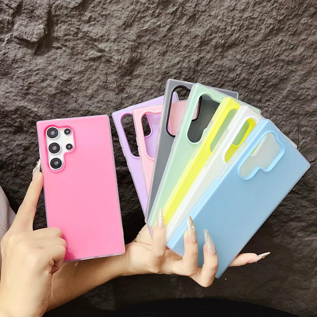Applicable To Samsung S25ultra Mobile Phone Case Jelly Two In One New S23S24 Solid Color Samsung A56A55 Simple