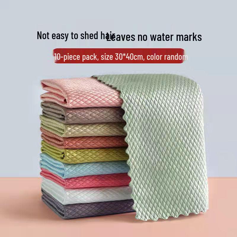 Absorbent Fish Scale Cloth for Wiping Glass - Thickened Household Kitchen Towel & Scouring Pad 25x25cm bare piece