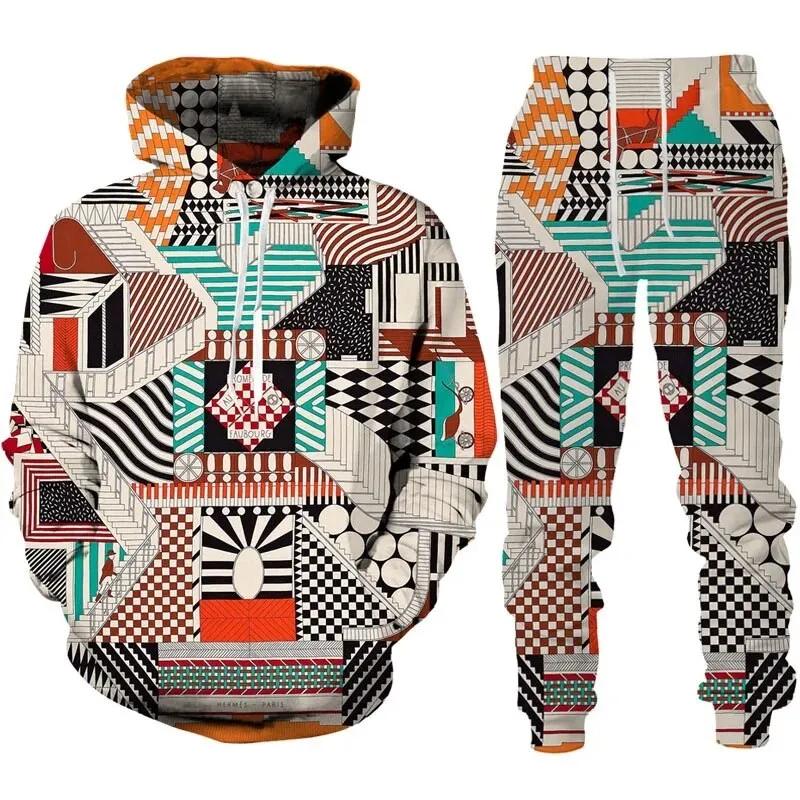 

Осенняя мода смешные граффити мужские толстовки с капюшоном 3D печать спортивная одежда комплект свитшот хип-хоп повседневные костюмы из двух частей для активного отдыха 3XL