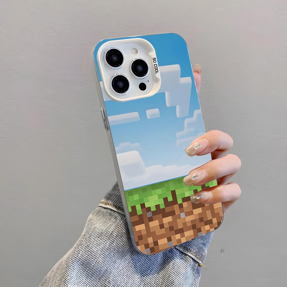 G-Green Pixel Monster Creeper Phone Case For IPhone 17 Pro Max 15 Pro 16 14 Plus 12 13 Mini 11 Pro Shockproof Colorful Cover iPhone 15