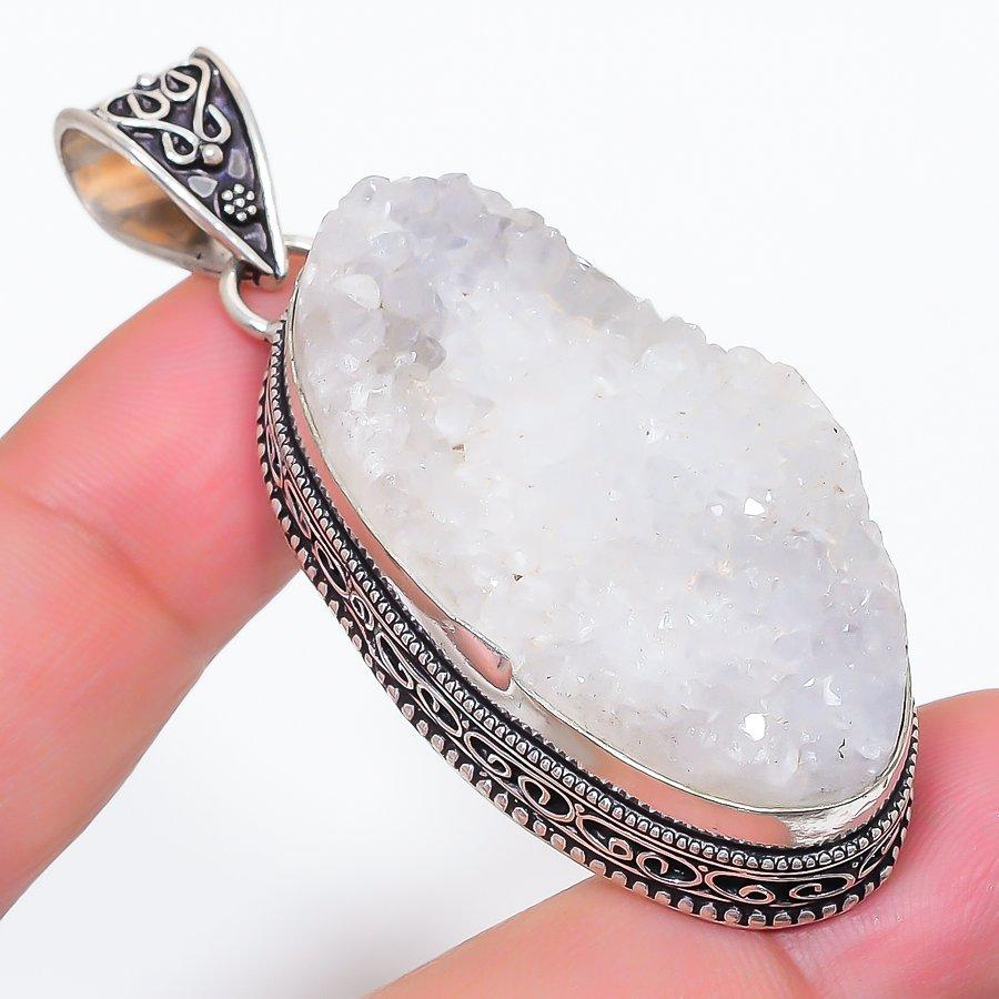 

Natural Crystal Druzy Gemstone 925 Sterling Silver Jewelry Pendant 2.44 W5e93