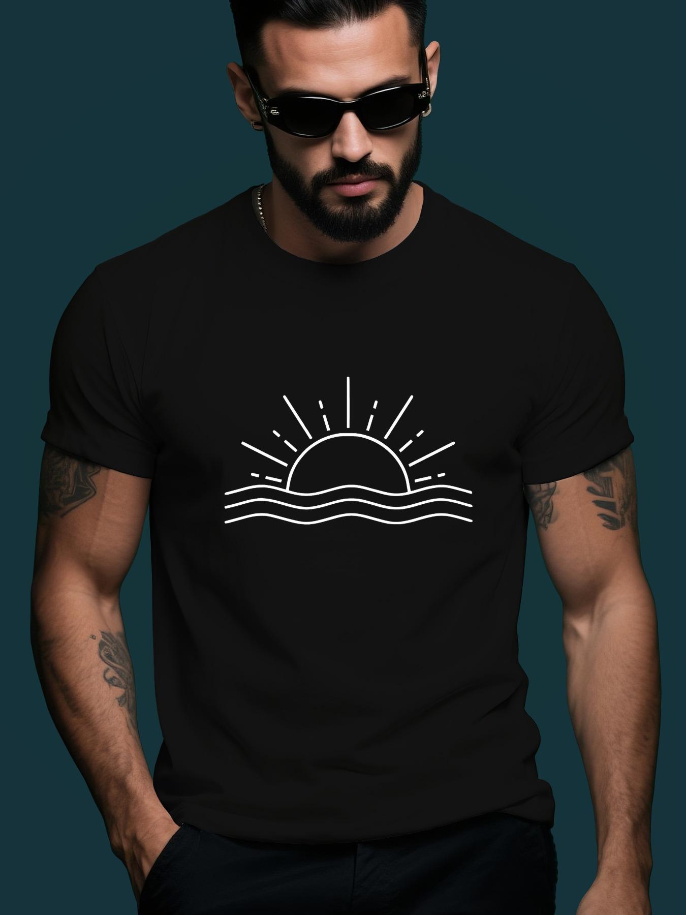 Sunset Trend Streetwear Summer Casual Round Neck Short Sl... XXXL