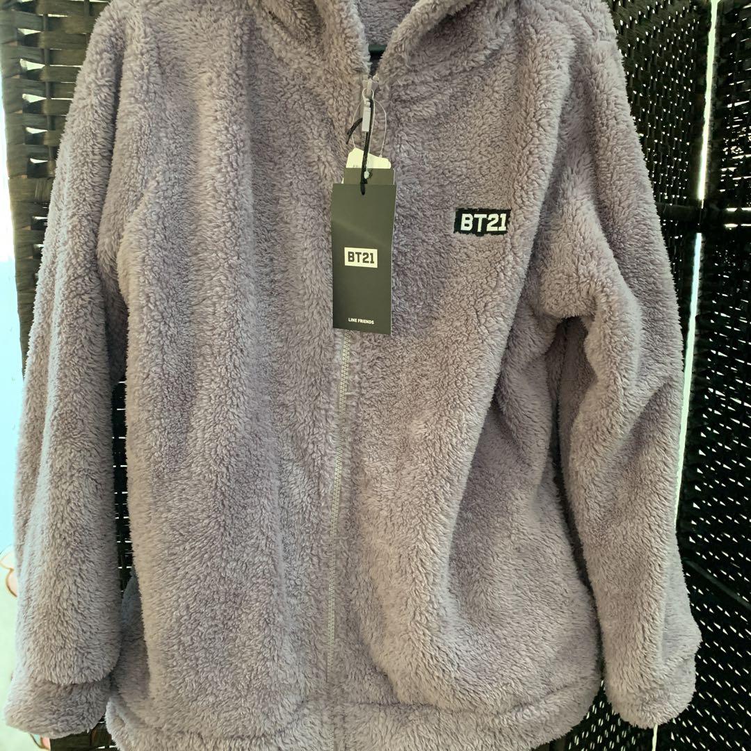 

[USED] BTS BT21 Boa Hooded Jacket in Dull Purple