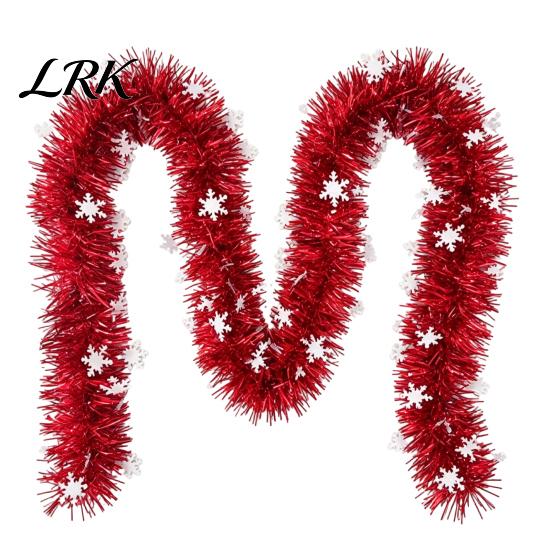 Christmas Tree Ornament Ribbon Snowflake Tinsel Garland, 200cm Light Blue Purple Foil Durable Pet Material Strip for Staircase Window, Holiday