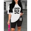 Ladies Fitted Tight Short Sleeve Tee High Waist Elastic Shorts Y2K Daily Going Out Outfit