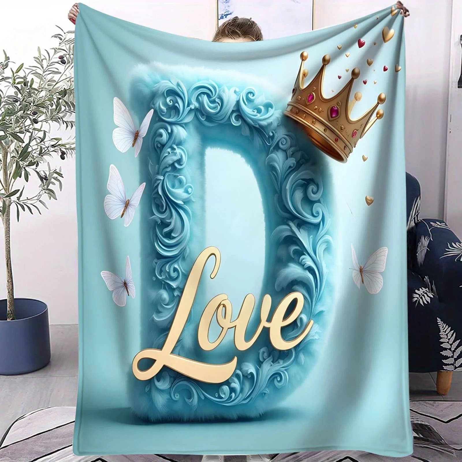 

Diamond Heart Letter Y Blanket Luxury Elegant Fleece Throw for Bedroom Sofa Home Decor Cozy Warm Gift for Adults and Kids 40x50inch 101x127cm