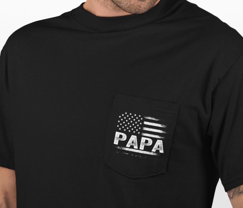 

Papa Shirt, New Papa Gift, Pocket Papa Shirt, USA Papa Shirt, Grandpa Gift, M