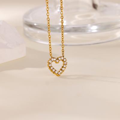 Collar de Corazón de Zirconia para Mujeres Niñas Color Dorado Exquisito Colgante de Corazón Collar Encanto Collares Joyería Regalo de Navidad