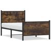 Metal Bed Frame without Mattress Smoked Oak Finish 90x190 cm
