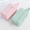 Cream Corduroy Pencil Case Big Capacity Square Shape Pen Case Pouch for Office School Supplies