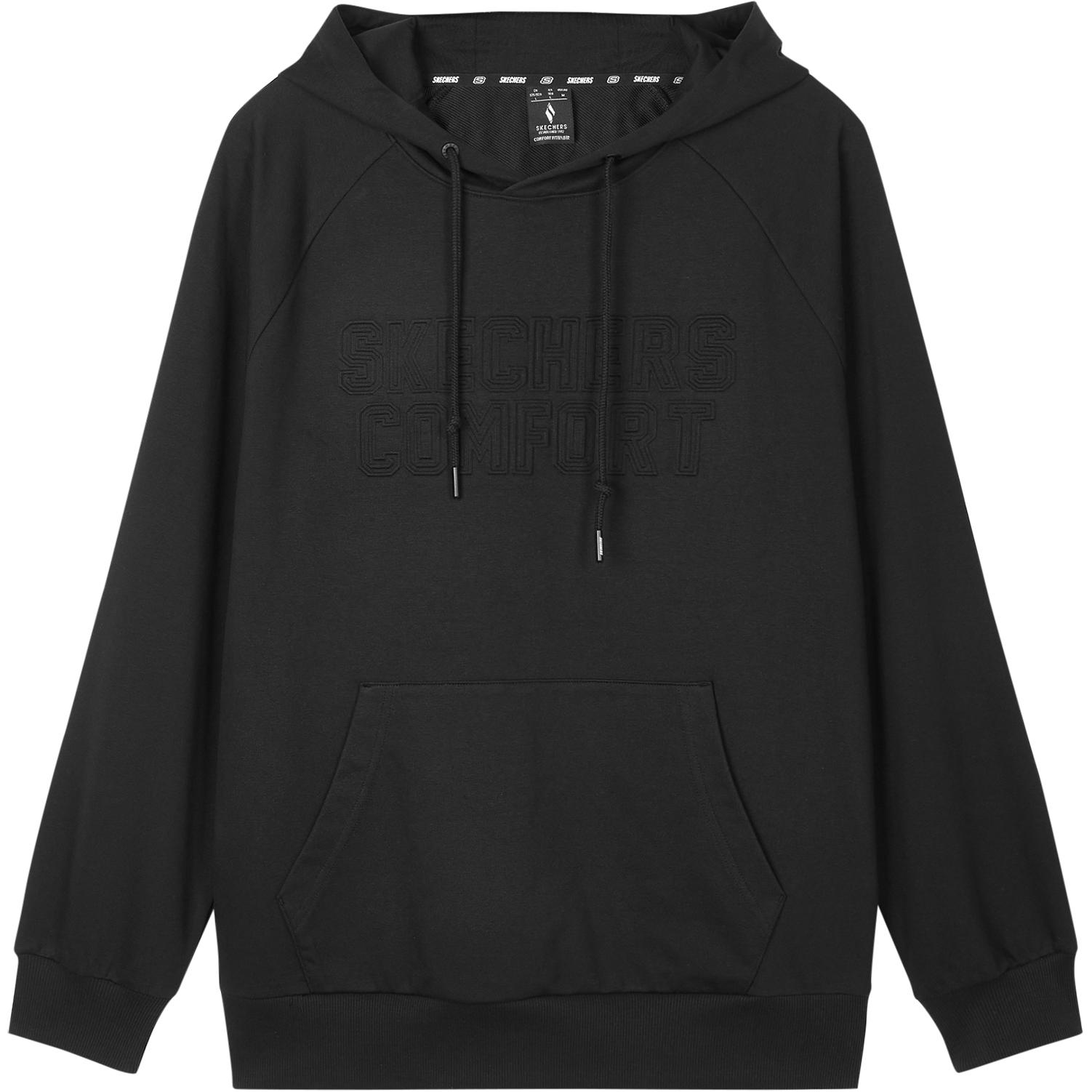 Skechers Logo Hooded Outdoor Casual Pullover Sweatshirt Unisex sweatshirt Black L324U095-0018 XS