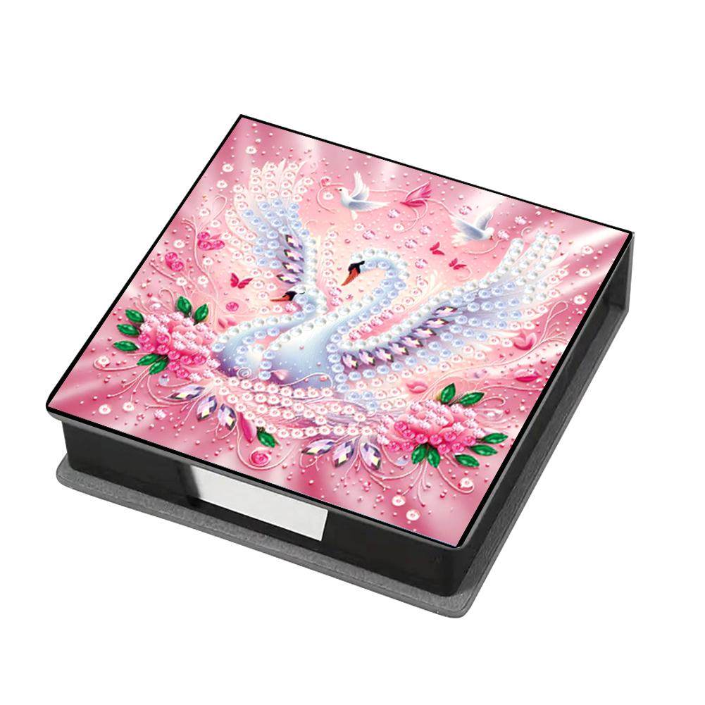 Girl Leather Gem Painting Memo Pad Holder Mosaic Kit Diamond Art Note Box with 160 Sheets of Paper for Adults Beginners