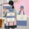 Four-piece Set, Student Bag, Fashionable Color Matching, Large-capacity Casual Backpack, Versatile Trend Girl Shopping Trend Elements