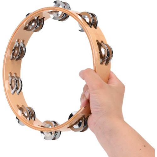 KC Tambourine, Round, Wooden, Natural Color, 24cm, TW-24/18