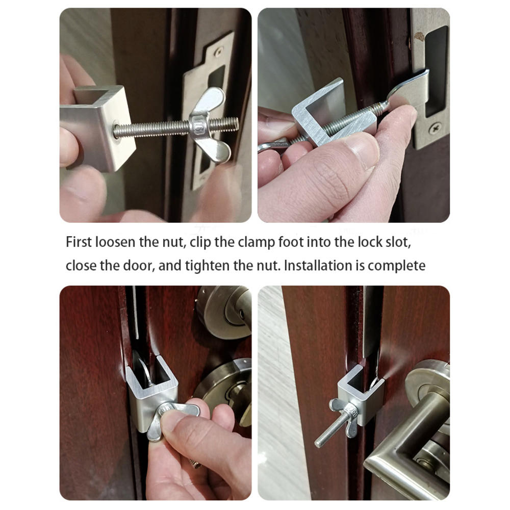 Universal Anti-Theft Top Door Stopper Stainless Steel Door Lock Anti-Theft Top Door Stopper Travel Hotel Lock For Any Doors
