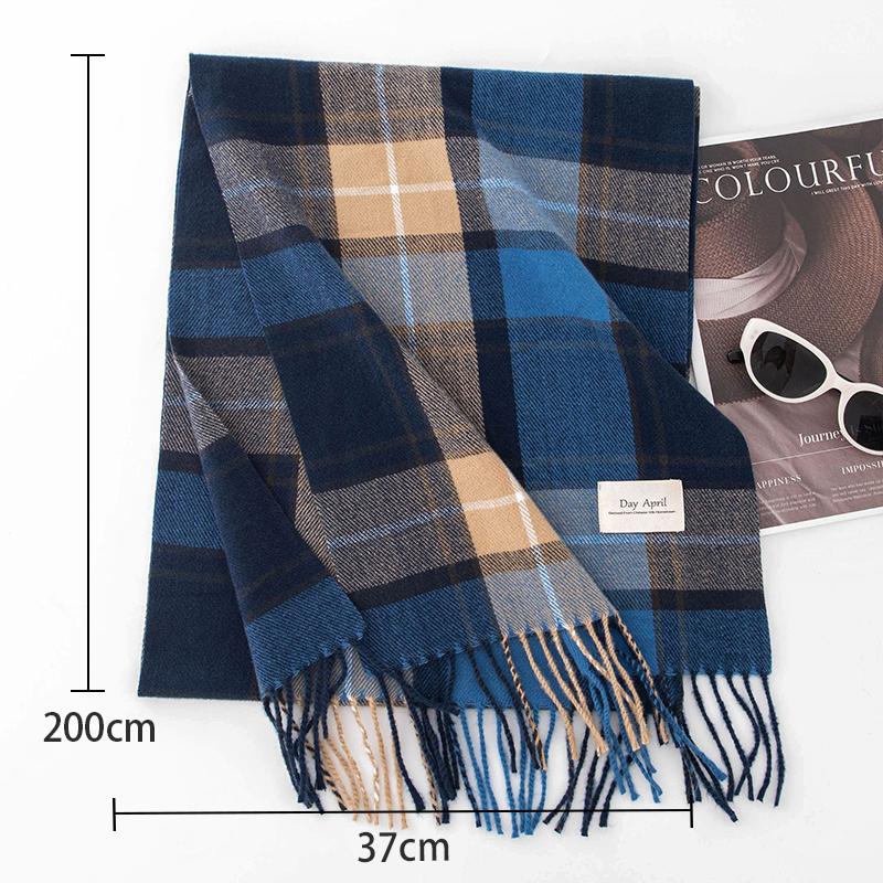 

Contrast Color Plaid Scarf For Women Imitation Cashmere Tassel Casual All-Match Winter Autumn Warm Shawl