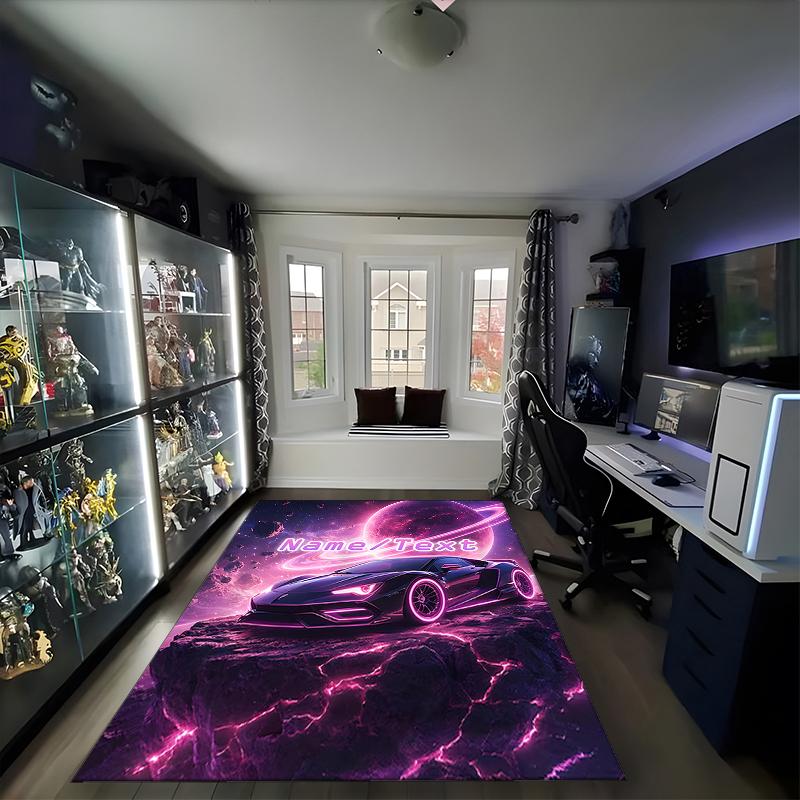1PC Custom Name "Galactic Machine" Theme Floor Mat Ideal for Living Room, Game Rooms, Office, Bedroom,Floor Mat Playful Design