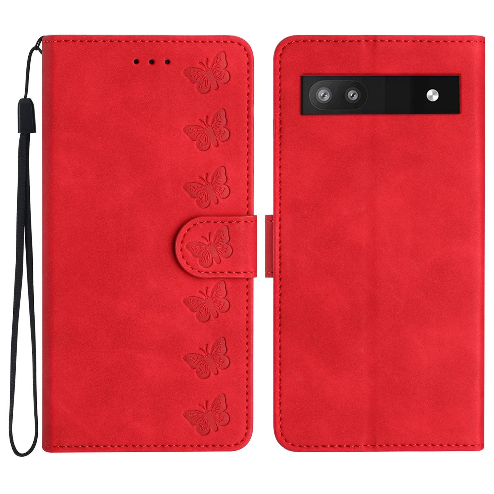 

For Google Pixel 8a Case Anti-Scratch Phone Shell Imprinted Leather Wallet Stand Cover C