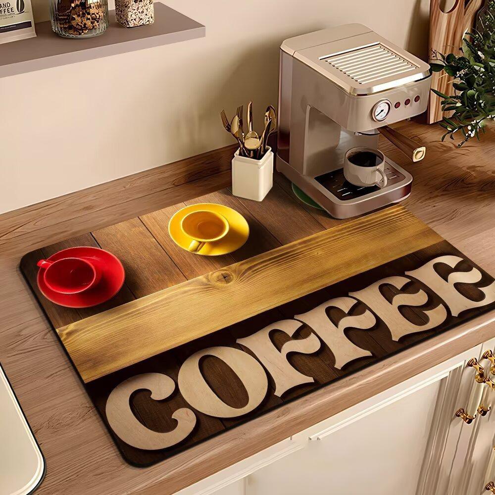 Coffee Machine Mat Waterproof Drain Pad Non-slip Dish Drying Mats for Kitchen Quick Dry Tableware Faucet Placemat Dinnerware