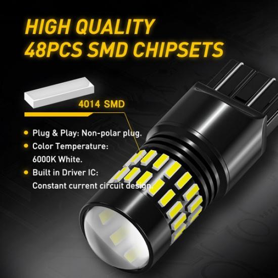 LED Backup Reverse Light Bulbs Back Up Super Bright White 7440 7443 7444 W21W 2X
