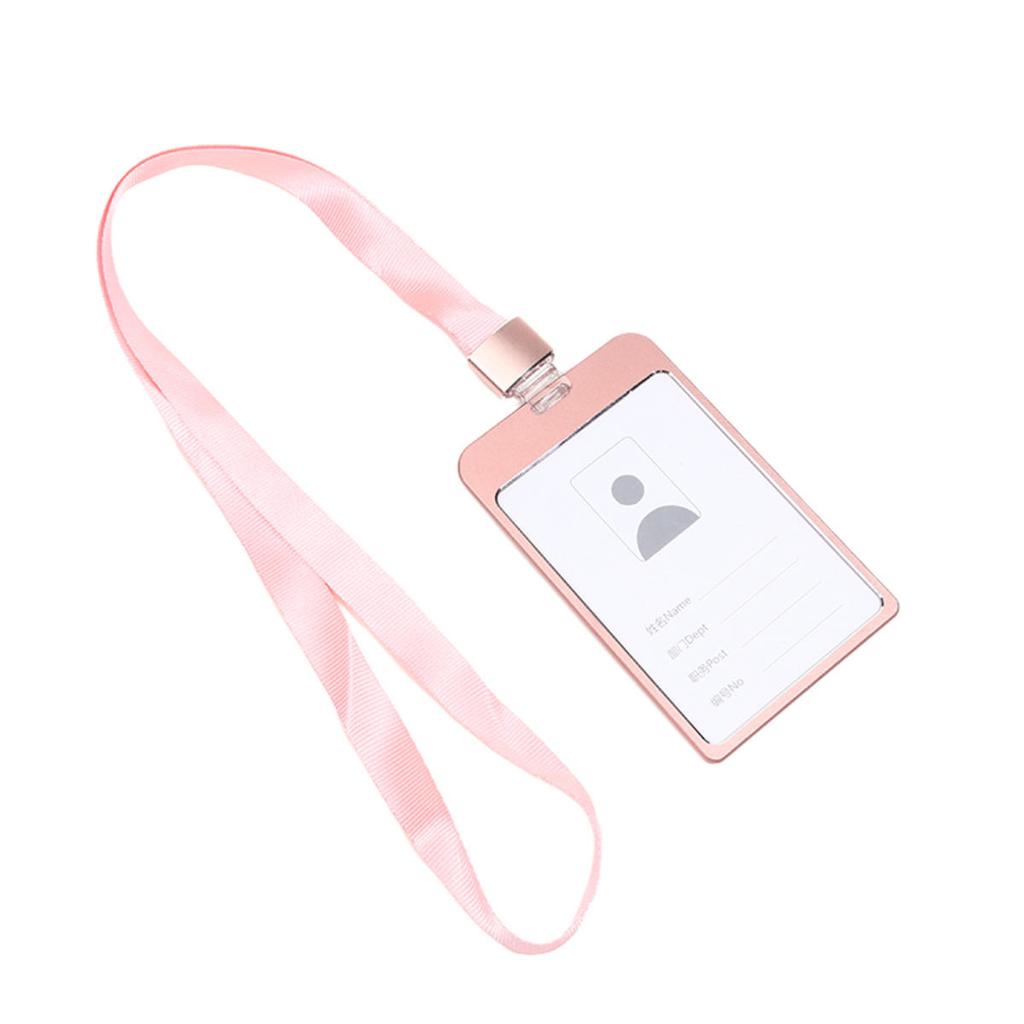Fashion Card Cover Women Men Aluminum Alloy Work Name Card Holders Business Badge Lanyard Holder Metal Bags Case
