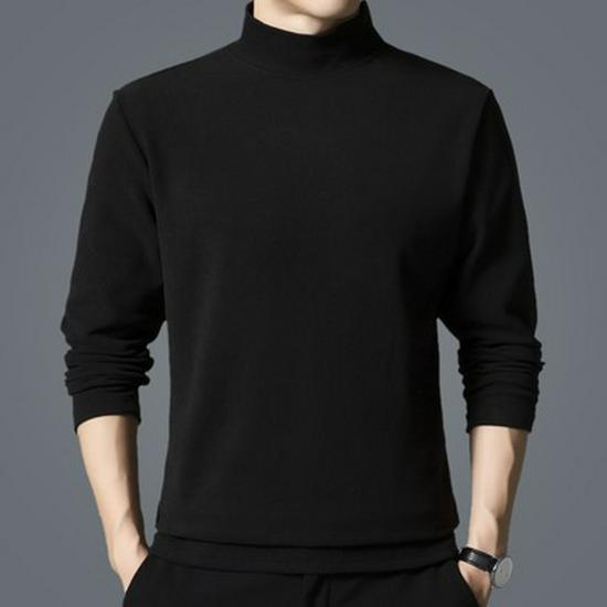 Woodpecker Men's Double-Brushed Long Sleeve Semi-High Collar Top for Autumn/Spring