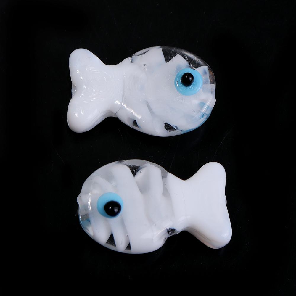 2pcs Fish Glass Beads 13X20mm Cute Colorful Stripe Lampwork Loose Spacer Beads For DIY Jewelry Making Bracelet Necklace Keychain