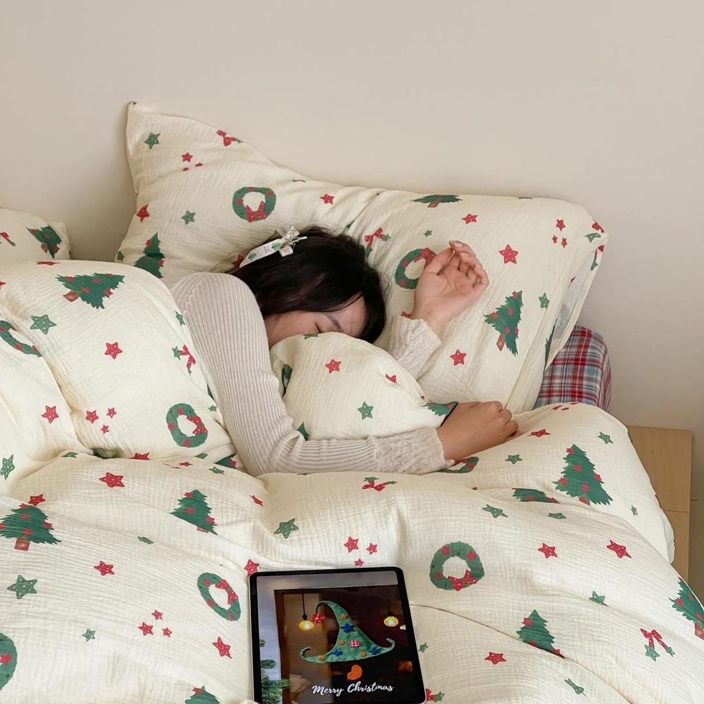 Spring/Summer Soft & Skin-friendly Pure Cotton Gauze 4-Piece Bedding Set: Class A Mother & Baby Grade