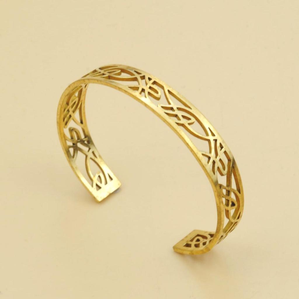 Unisex Geometric Brass Hollow Bangle - European & American Style