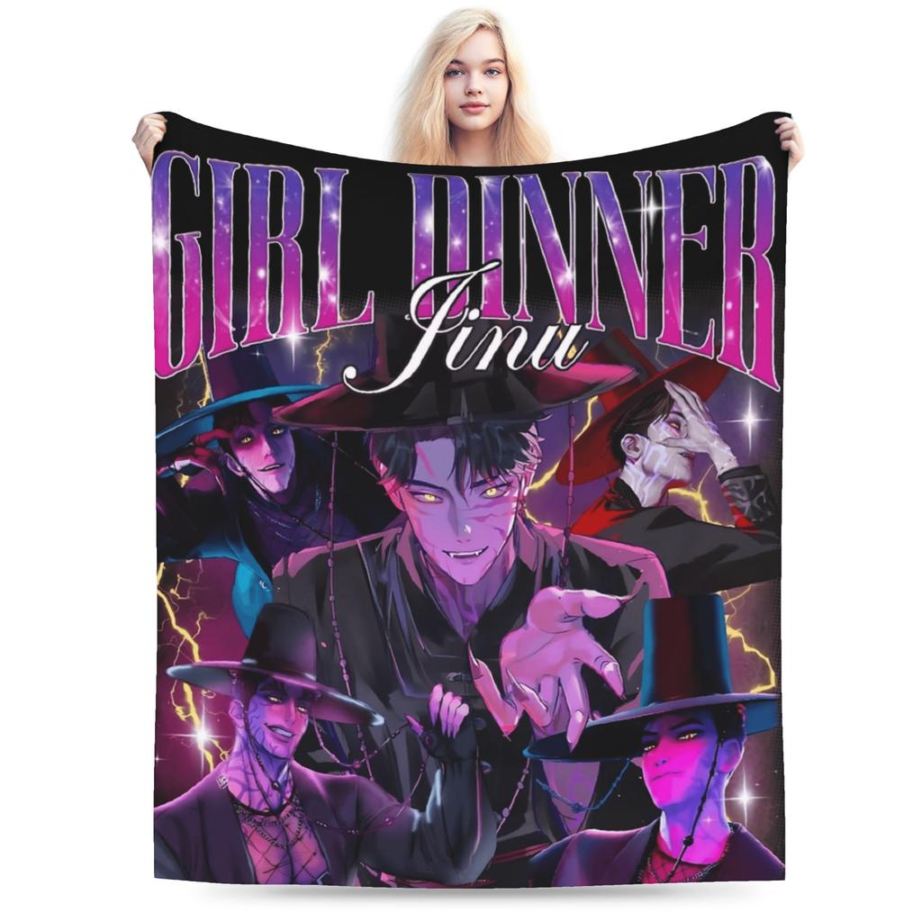 Jinu Huntrix Saja Boys K-Pop Demon Hunters Blanket Autumn Soft Throw Blanket for Girl Living Room Print Bedspread Sofa Bed Cover